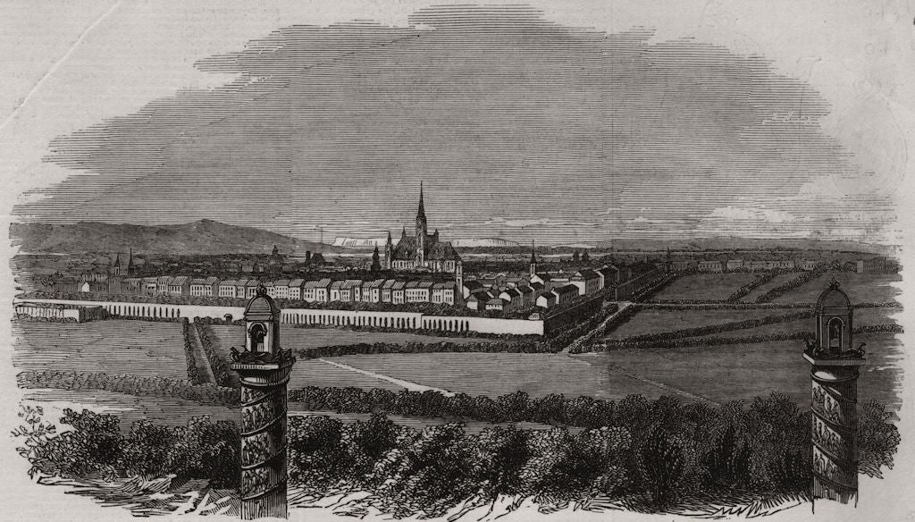 Vienna from Mr. Burford's new panorama. Austria 1848 old antique print picture